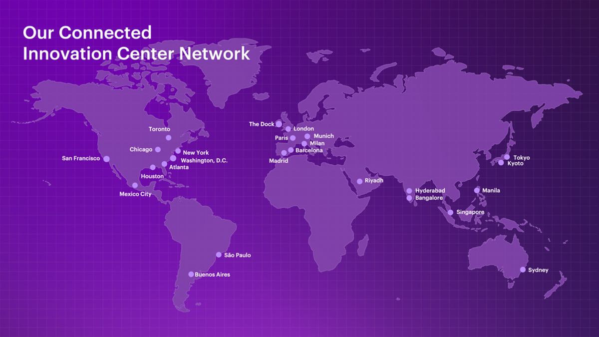 Our Connected Innovation Center Network - We built 100 worldwide innovation hubs where you can test drive industry-led, focused solutions.